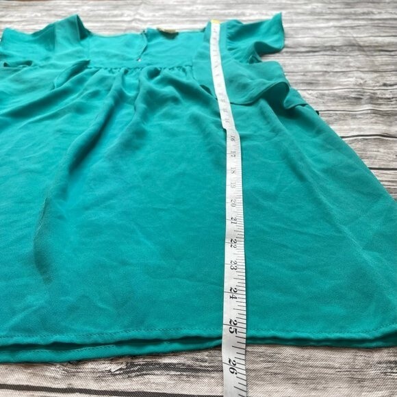 Anthro Anthropologie Meadow Rue Fly Away Blouse US 4 EU 36 Teal Button Closure - Picture 13 of 13